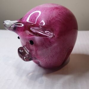 Pink Bull Blown Art Glass Paperweight
